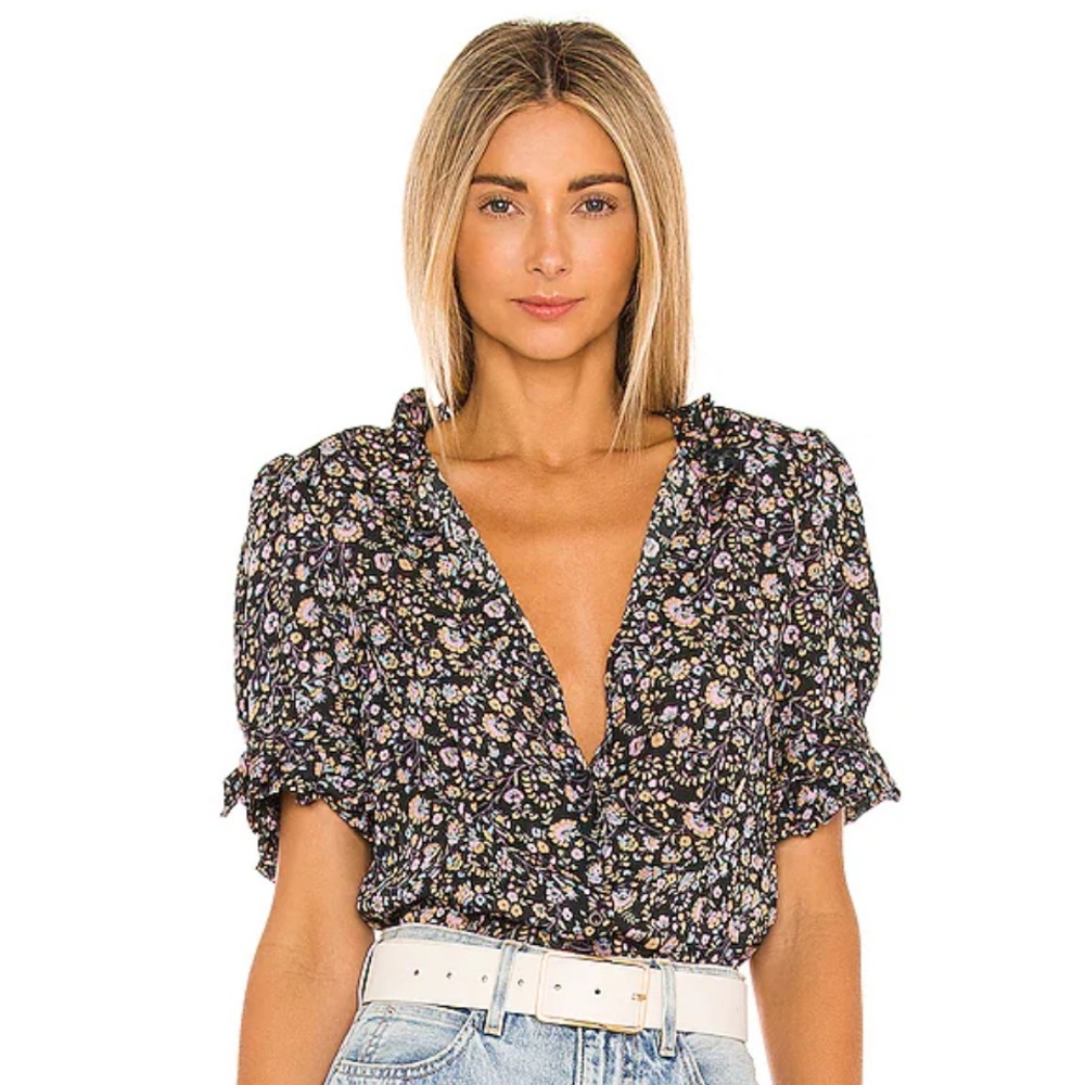 Selkie The Bistro Blouse in Spirit, Black Floral, size S